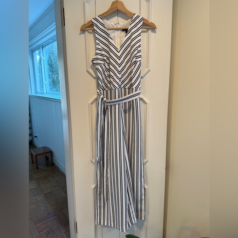 Banana Republic Black and White Striped Jumpsuit